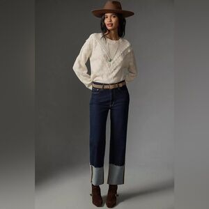 The Scotty Cuffed High-Rise Straight-Leg Jeans by Pilcro, Size 28